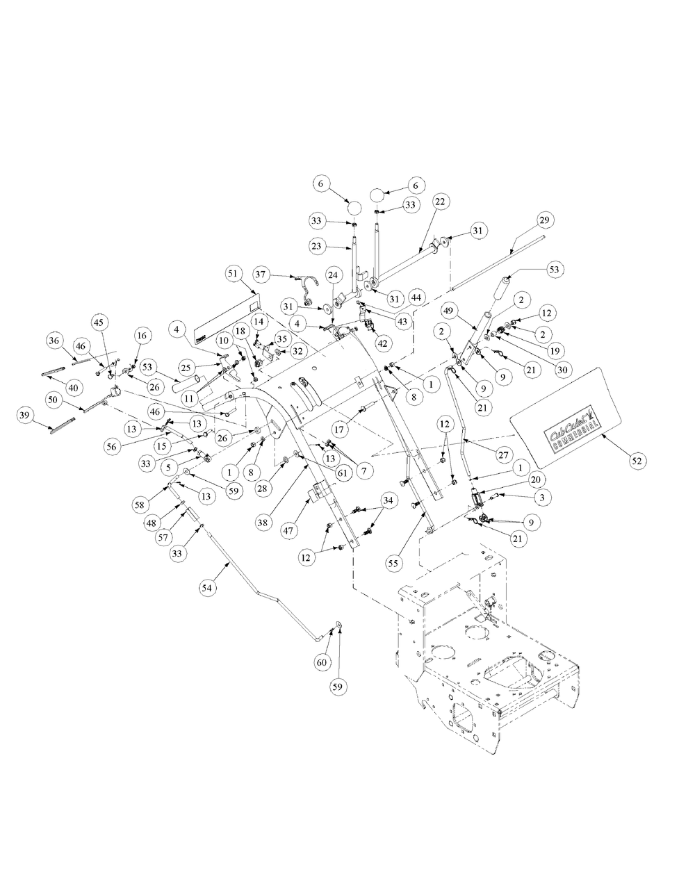 Standard Handle Assembly Diagram and Parts List for H1748 55AE3D4S750-WAM Cub Cadet Lawn Mower